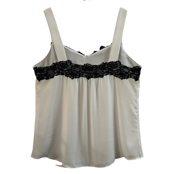 WHITE HOUSE BLACK MARKET TOP, Size S, White Satin Lined Camisole w/ Black Lace. - Picture 9 of 11